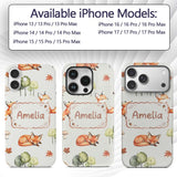 Woodland Fox with Trees Leaves Mushrooms Soft Custom Name Protective Phone Case Mobile Cover Durable Everyday Smartphone Shock Resistant