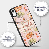 Woodland Fox with Trees Leaves Mushrooms Soft Custom Name Protective Phone Case Mobile Cover Durable Everyday Smartphone Shock Resistant