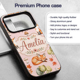 Woodland Fox with Trees Leaves Mushrooms Soft Custom Name Protective Phone Case Mobile Cover Durable Everyday Smartphone Shock Resistant