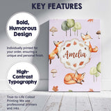 Personalised Name Woodland Fox with Trees Custom  Unique Gift Idea Elegant Feature Canvas Wall Art Print Decor Picture Ready to Hang