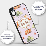 Woodland Fox with Trees Leaves Mushrooms Soft Custom Name Protective Phone Case Mobile Cover Durable Everyday Smartphone Shock Resistant