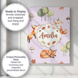 Personalised Name Woodland Fox with Trees Custom  Unique Gift Idea Elegant Feature Canvas Wall Art Print Decor Picture Ready to Hang