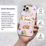 Woodland Fox with Trees Leaves Mushrooms Soft Custom Name Protective Phone Case Mobile Cover Durable Everyday Smartphone Shock Resistant