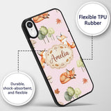 Woodland Fox with Trees Leaves Mushrooms Soft Custom Name Protective Phone Case Mobile Cover Durable Everyday Smartphone Shock Resistant