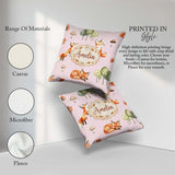 Custom Name Woodland Fox with Trees Leaves Mushrooms Soft Blush Square Filled Cushion Throw Pillow Sofa Bed Home Decor Zip Washable UK Made