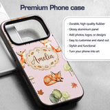 Woodland Fox with Trees Leaves Mushrooms Soft Custom Name Protective Phone Case Mobile Cover Durable Everyday Smartphone Shock Resistant
