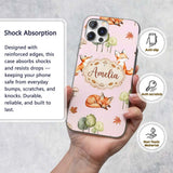 Woodland Fox with Trees Leaves Mushrooms Soft Custom Name Protective Phone Case Mobile Cover Durable Everyday Smartphone Shock Resistant
