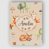 Personalised Name Woodland Fox with Trees Custom  Unique Gift Idea Elegant Feature Canvas Wall Art Print Decor Picture Ready to Hang