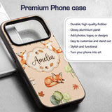 Woodland Fox with Trees Leaves Mushrooms Soft Custom Name Protective Phone Case Mobile Cover Durable Everyday Smartphone Shock Resistant