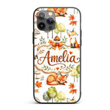 Woodland Fox with Trees Leaves Mushrooms Soft Custom Name Protective Phone Case Mobile Cover Durable Everyday Smartphone Shock Resistant