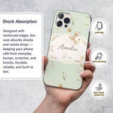 Watercolor Bunny Floral Meadow Printed Design Custom Name Protective Phone Case Mobile Cover Durable Everyday Smartphone Shock Resistant