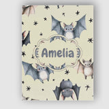Personalised Name Cute Baby Bats with Stars Custom  Bespoke Interior Contemporary Canvas Wall Art Print Decor Picture Ready to Hang