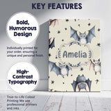 Personalised Name Cute Baby Bats with Stars Custom  Bespoke Interior Contemporary Canvas Wall Art Print Decor Picture Ready to Hang