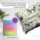 Custom Name Cute Baby Bats with Stars Night Sky Beige Background Square Filled Cushion Throw Pillow Sofa Bed Home Decor Zip Washable UK Made