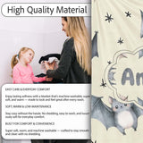 Cute Baby Bats with Stars Night Sky Beige Background Seamless  Personalised Custom Name Super Soft Fleece Blanket Bed Sofa Throw