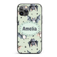 Cute Baby Bats Flying with Stars Soft Sage Green Custom Name Protective Phone Case Mobile Cover Durable Everyday Smartphone Shock Resistant