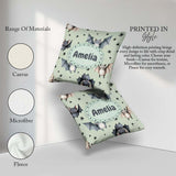 Custom Name Cute Baby Bats with Stars Soft Sage Green Background Square Filled Cushion Throw Pillow Sofa Bed Home Decor Zip Washable UK Made