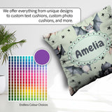 Custom Name Cute Baby Bats with Stars Soft Sage Green Background Square Filled Cushion Throw Pillow Sofa Bed Home Decor Zip Washable UK Made