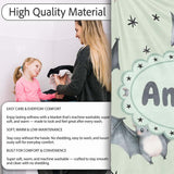Cute Baby Bats Flying with Stars Soft Sage Green Background  Personalised Custom Name Super Soft Fleece Blanket Bed Sofa Throw