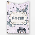 Cute Baby Bats Flying with Stars Soft Lavender Background Seamless  Personalised Custom Name Super Soft Fleece Blanket Bed Sofa Throw