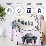Cute Baby Bats Flying with Stars Soft Lavender Background Seamless  Personalised Custom Name Super Soft Fleece Blanket Bed Sofa Throw