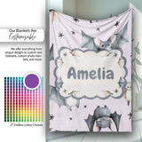 Cute Baby Bats Flying with Stars Soft Lavender Background Seamless  Personalised Custom Name Super Soft Fleece Blanket Bed Sofa Throw
