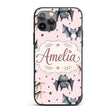 Cute Baby Bats Flying with Stars Soft Blush Pink Custom Name Protective Phone Case Mobile Cover Durable Everyday Smartphone Shock Resistant