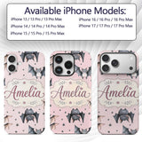 Cute Baby Bats Flying with Stars Soft Blush Pink Custom Name Protective Phone Case Mobile Cover Durable Everyday Smartphone Shock Resistant