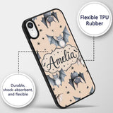 Cute Baby Bats Flying with Stars Printed Design Custom Name Protective Phone Case Mobile Cover Durable Everyday Smartphone Shock Resistant