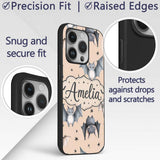 Cute Baby Bats Flying with Stars Printed Design Custom Name Protective Phone Case Mobile Cover Durable Everyday Smartphone Shock Resistant