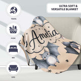 Cute Baby Bats Flying with Stars Soft Sand Background Seamless  Personalised Custom Name Super Soft Fleece Blanket Bed Sofa Throw