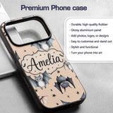 Cute Baby Bats Flying with Stars Printed Design Custom Name Protective Phone Case Mobile Cover Durable Everyday Smartphone Shock Resistant