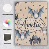 Personalised Name Cute Baby Bats Flying Custom  Modern Room Accent Elegant Feature Canvas Wall Art Print Decor Picture Ready to Hang