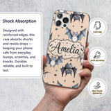Cute Baby Bats Flying with Stars Printed Design Custom Name Protective Phone Case Mobile Cover Durable Everyday Smartphone Shock Resistant