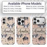 Cute Baby Bats Flying with Stars Printed Design Custom Name Protective Phone Case Mobile Cover Durable Everyday Smartphone Shock Resistant