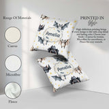 Custom Name Cute Baby Bats Flying with Stars Soft White Seamless Square Filled Cushion Throw Pillow Sofa Bed Home Decor Zip Washable UK Made