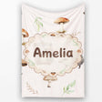 Woodland Hedgehog with Mushrooms Leaves Soft Pink Seamless Pattern  Personalised Custom Name Super Soft Fleece Blanket Bed Sofa Throw