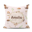 Custom Name Woodland Hedgehog with Mushrooms Leaves Soft Pattern Square Filled Cushion Throw Pillow Sofa Bed Home Decor Zip Washable UK Made
