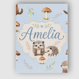 Personalised Name Woodland Hedgehogs with Custom  Unique Gift Idea Elegant Feature Canvas Wall Art Print Decor Picture Ready to Hang