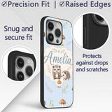 Woodland Hedgehogs with Mushrooms Leaves Soft Custom Name Protective Phone Case Mobile Cover Durable Everyday Smartphone Shock Resistant