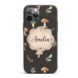 Woodland Hedgehogs with Mushrooms Leaves Dark Custom Name Protective Phone Case Mobile Cover Durable Everyday Smartphone Shock Resistant