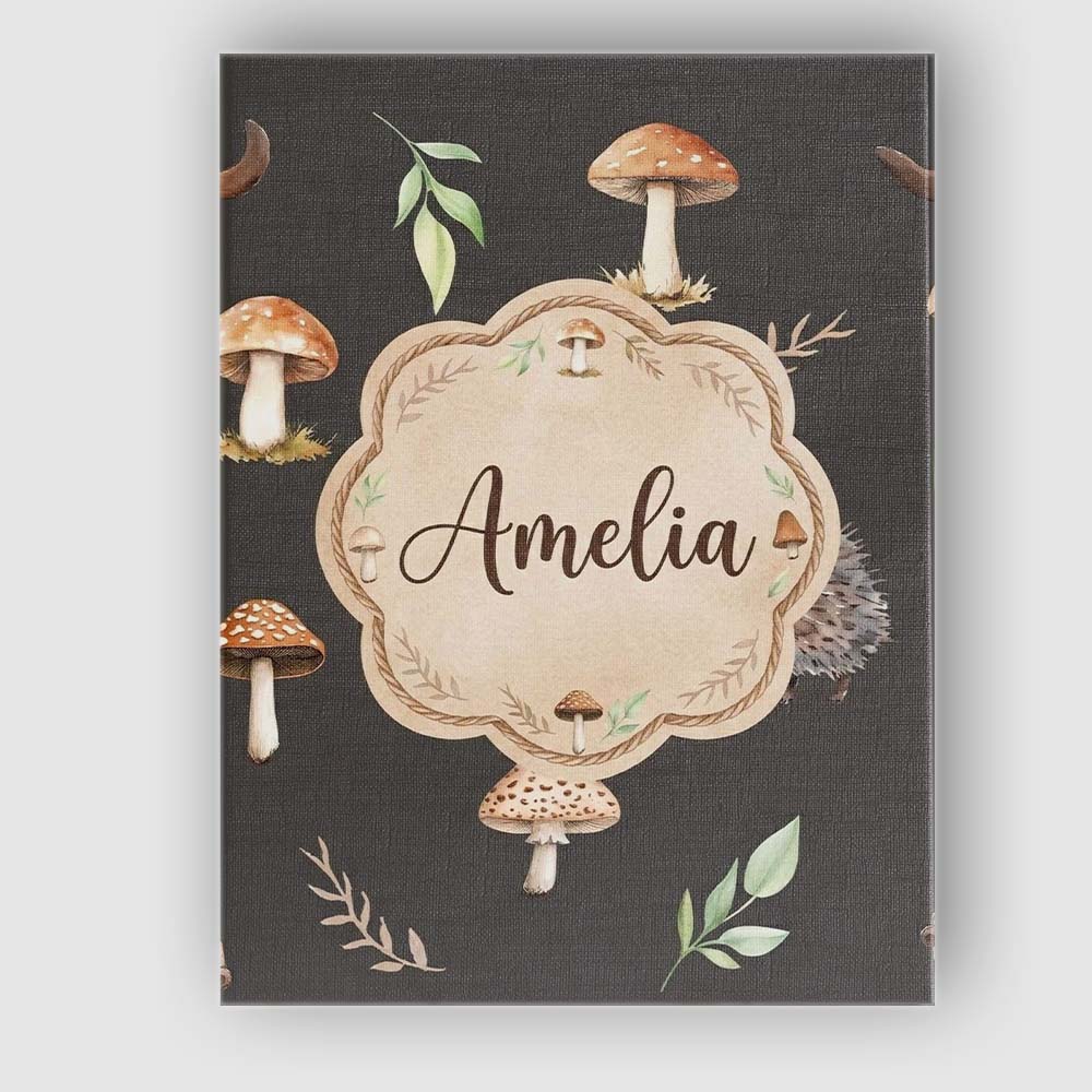 Personalised Name Woodland Hedgehogs with Custom  Unique Gift Idea Elegant Feature Canvas Wall Art Print Decor Picture Ready to Hang