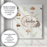 Personalised Name Woodland Hedgehogs with Custom  Unique Gift Idea Elegant Feature Canvas Wall Art Print Decor Picture Ready to Hang