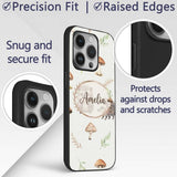 Woodland Hedgehogs with Mushrooms Leaves Light Custom Name Protective Phone Case Mobile Cover Durable Everyday Smartphone Shock Resistant