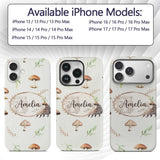 Woodland Hedgehogs with Mushrooms Leaves Light Custom Name Protective Phone Case Mobile Cover Durable Everyday Smartphone Shock Resistant