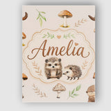 Personalised Name Woodland Hedgehogs with Custom  Unique Gift Idea Elegant Feature Canvas Wall Art Print Decor Picture Ready to Hang
