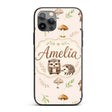 Woodland Hedgehogs with Mushrooms Leaves Warm Custom Name Protective Phone Case Mobile Cover Durable Everyday Smartphone Shock Resistant