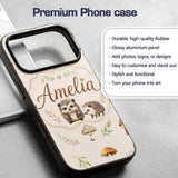Woodland Hedgehogs with Mushrooms Leaves Warm Custom Name Protective Phone Case Mobile Cover Durable Everyday Smartphone Shock Resistant