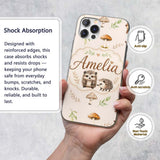 Woodland Hedgehogs with Mushrooms Leaves Warm Custom Name Protective Phone Case Mobile Cover Durable Everyday Smartphone Shock Resistant