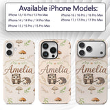 Woodland Hedgehogs with Mushrooms Leaves Warm Custom Name Protective Phone Case Mobile Cover Durable Everyday Smartphone Shock Resistant